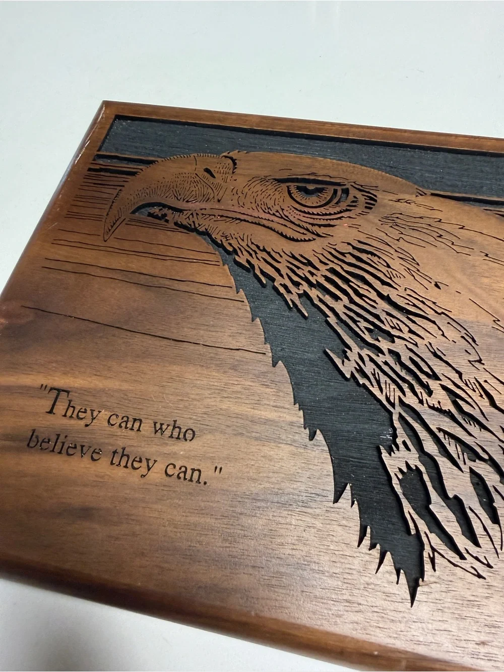 Handcrafted Brown Eagle Wall Plaque with Inspirational Quote